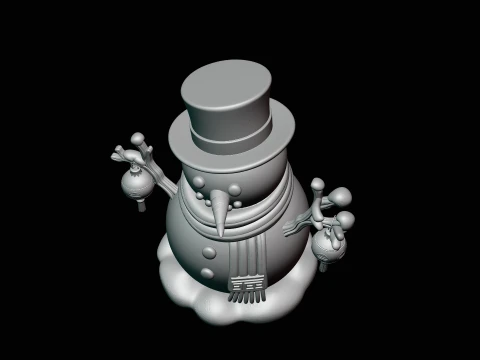 Snowman with Lanterns Statue Design 4 - 3D Print Model 3D Print Model