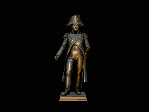 Napoleonic Officer Statue Design 4 - 3D Print Model 3D Baskı Modeli