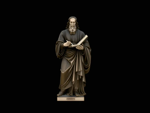 Robed Scholar with Book Statue Design 1 - 3D Print Model 3D Print Model