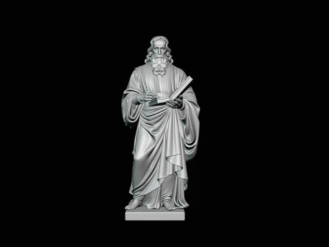Robed Scholar with Book Statue Design 1 - 3D Print Model 3D Print Model