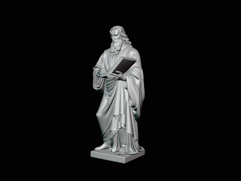 Robed Scholar with Book Statue Design 1 - 3D Print Model 3D Print Model