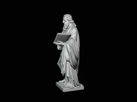 Robed Scholar with Book Statue Design 1 - 3D Print Model 3D Print Model