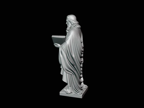 Robed Scholar with Book Statue Design 1 - 3D Print Model 3D Print Model