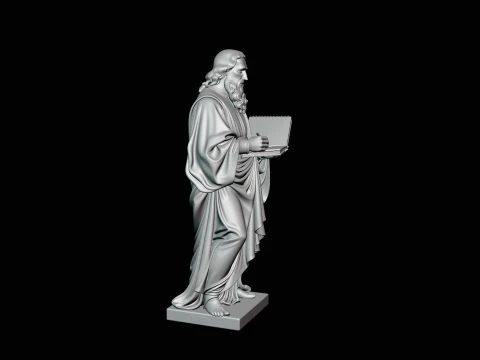 Robed Scholar with Book Statue Design 1 - 3D Print Model 3D Print Model