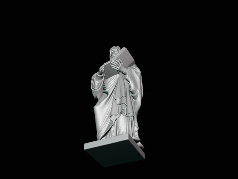 Robed Scholar with Book Statue Design 1 - 3D Print Model 3D Print Model