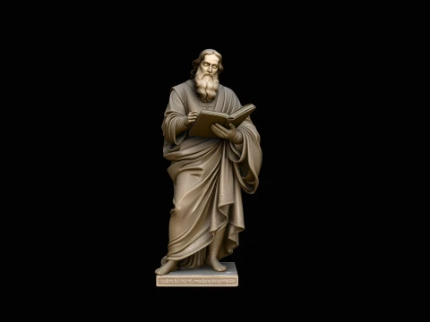 Robed Scholar with Book Statue Design 2 - 3D Print Model 3D Print Model
