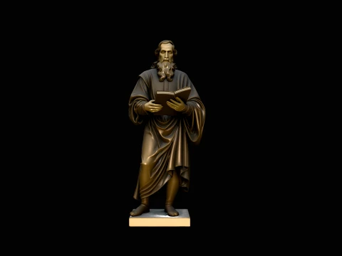 Robed Scholar with Book Statue Design 3 - 3D Print Model 3D Print Model