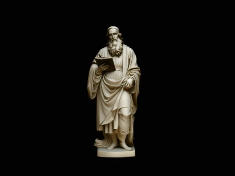 Robed Scholar with Book Statue Design 4 - 3D Print Model 3D Print Model