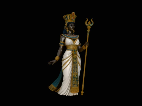 Egyptian Queen with Scepter Statue Design 2 - 3D Print Model 3D Принт Модель