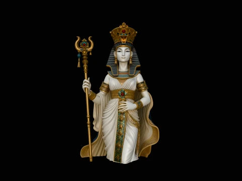 Egyptian Queen with Scepter Statue Design 3 - 3D Print Model 3D Принт Модель