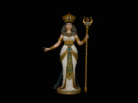Egyptian Queen with Scepter Statue Design 4 - 3D Print Model 3D Принт Модель