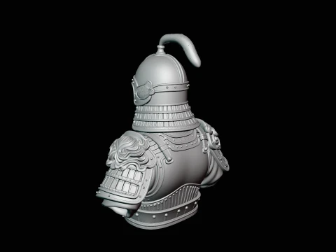 Mongol Warrior Bust Statue Design 3 - 3D Print Model 3D Print Model