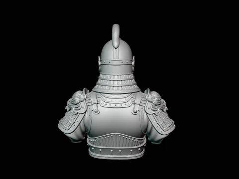 Mongol Warrior Bust Statue Design 3 - 3D Print Model 3D Print Model