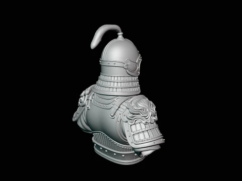 Mongol Warrior Bust Statue Design 3 - 3D Print Model 3D Print Model