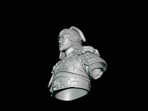 Mongol Warrior Bust Statue Design 3 - 3D Print Model 3D Print Model