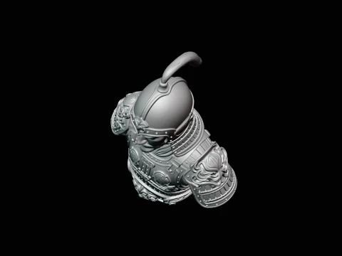 Mongol Warrior Bust Statue Design 3 - 3D Print Model 3D Print Model
