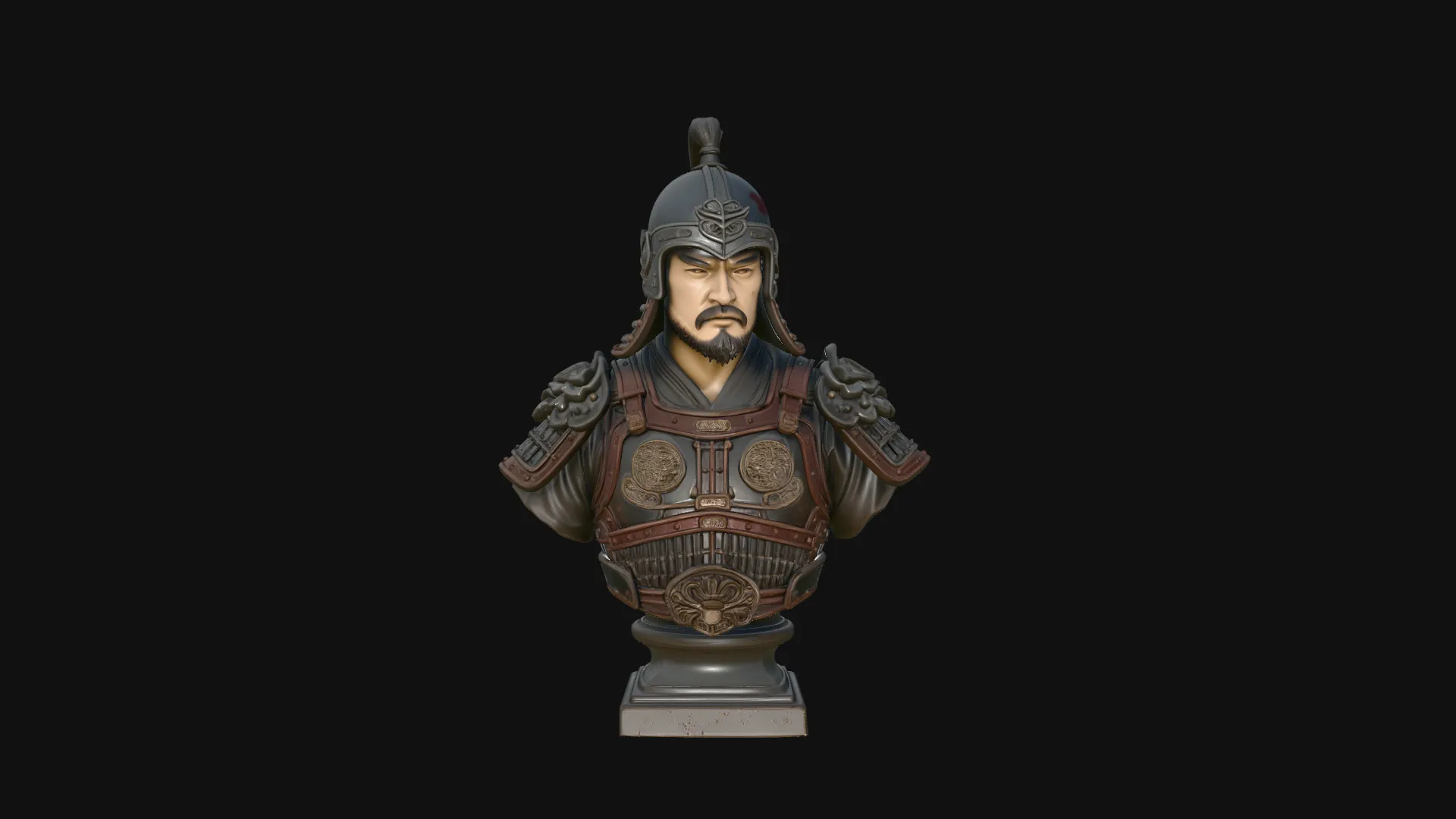 Mongol Warrior Bust Statue Design 4 - 3D Print Model 3D Print Model .c4d .max .obj .3ds .fbx .stl .blend