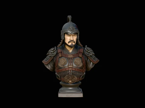Mongol Warrior Bust Statue Design 4 - 3D Print Model 3D 打印模型