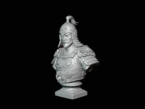 Mongol Warrior Bust Statue Design 4 - 3D Print Model 3D Print Model