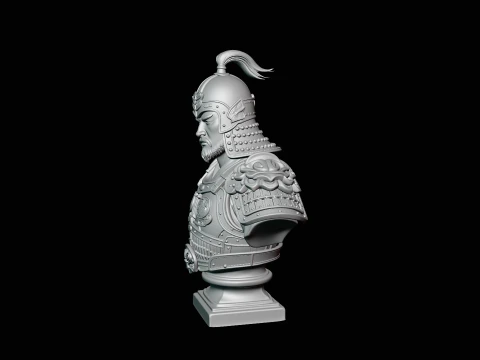 Mongol Warrior Bust Statue Design 4 - 3D Print Model 3D Print Model