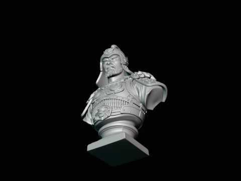 Mongol Warrior Bust Statue Design 4 - 3D Print Model 3D Print Model