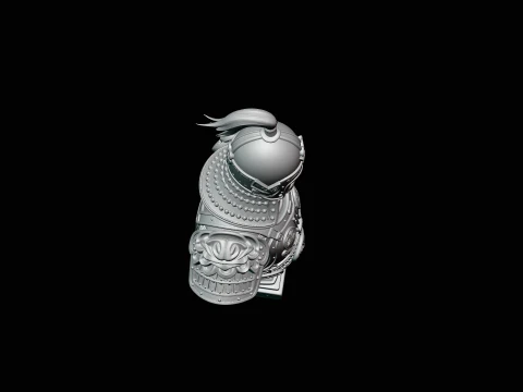 Mongol Warrior Bust Statue Design 4 - 3D Print Model 3D Print Model