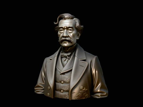 Mustached Gentleman Bust Statue Design 1 - 3D Print Model Modèles 3D en vedette