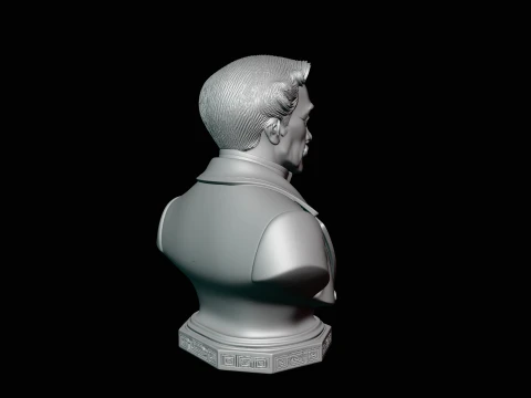 Mustached Gentleman Bust Statue Design 4 - 3D Print Model 3D Print Model