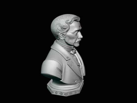 Mustached Gentleman Bust Statue Design 4 - 3D Print Model 3D Print Model
