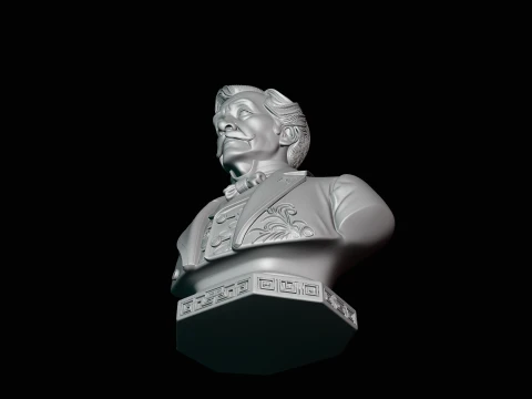 Mustached Gentleman Bust Statue Design 4 - 3D Print Model 3D Print Model