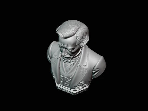 Mustached Gentleman Bust Statue Design 4 - 3D Print Model 3D Print Model