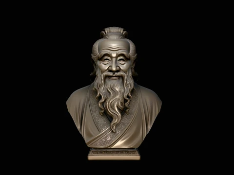 Confucius Sage Bust Statue Design 1 - 3D Print Model 3D Print Model