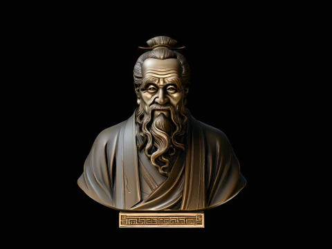 Confucius Sage Bust Statue Design 2 - 3D Print Model 3D Print Model