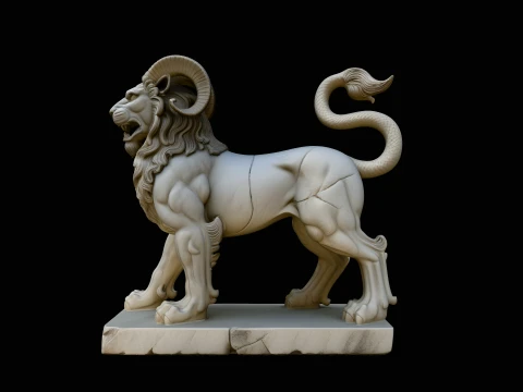 Chimera Mythical Beast Statue Design 3 - 3D Print Model Modello di stampa 3D