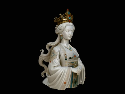 Chinese Empress Bust Statue Design 3 - 3D Print Model Modelo de impresión 3D