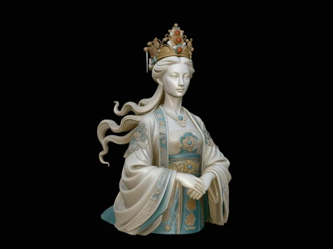 Chinese Empress Bust Statue Design 4 - 3D Print Model Modelo de impresión 3D