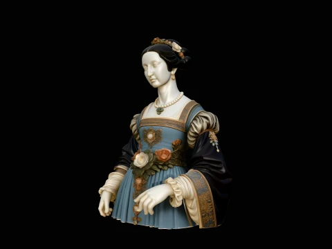 Renaissance Lady Bust Statue Design 1 - 3D Print Model 3D 프린트 모델