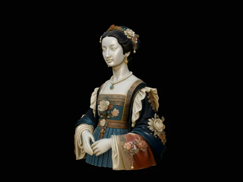 Renaissance Lady Bust Statue Design 2 - 3D Print Model 3D Print Model