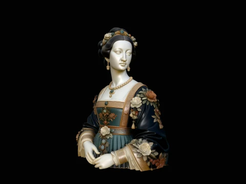 Renaissance Lady Bust Statue Design 3 - 3D Print Model 3D 프린트 모델