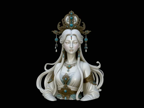 Celestial Goddess Bust Statue Design 1 - 3D Print Model Modèles 3D en vedette