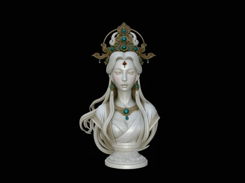 Celestial Goddess Bust Statue Design 2 - 3D Print Model Modello di stampa 3D