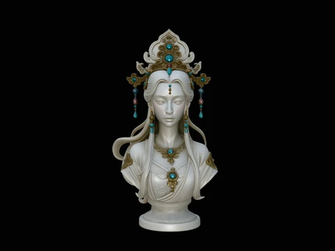 Celestial Goddess Bust Statue Design 3 - 3D Print Model 3D Print Model