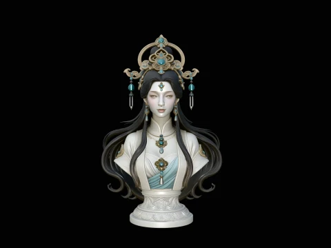 Celestial Goddess Bust Statue Design 4 - 3D Print Model Modèles 3D en vedette