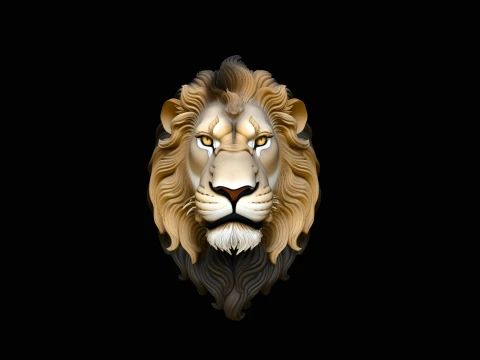 Lion Head Wall Plaque Design 3 - 3D Print Model 3D Print Model