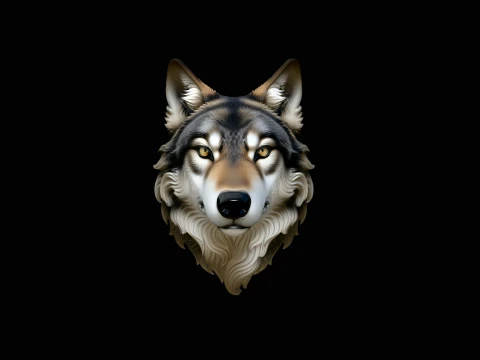 Wolf Head Wall Plaque Design 2 - 3D Print Model 3D printmodel