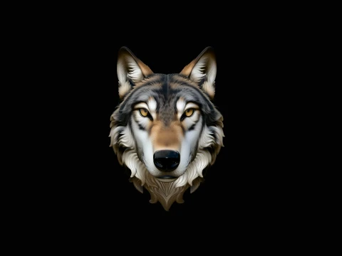 Wolf Head Wall Plaque Design 4 - 3D Print Model 3Dプリントモデル
