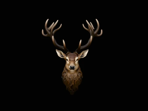 Stag Head Wall Plaque Design 1 - 3D Print Model 3Dプリントモデル