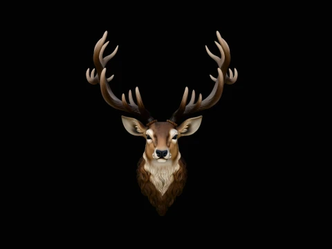Stag Head Wall Plaque Design 2 - 3D Print Model 3Dプリントモデル