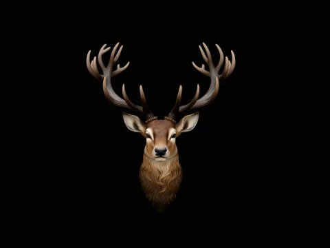 Stag Head Wall Plaque Design 3 - 3D Print Model 3Dプリントモデル