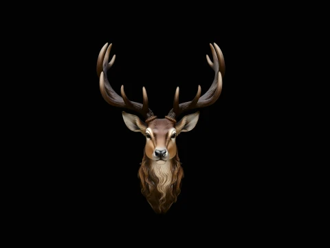 Stag Head Wall Plaque Design 4 - 3D Print Model 3D Print Model